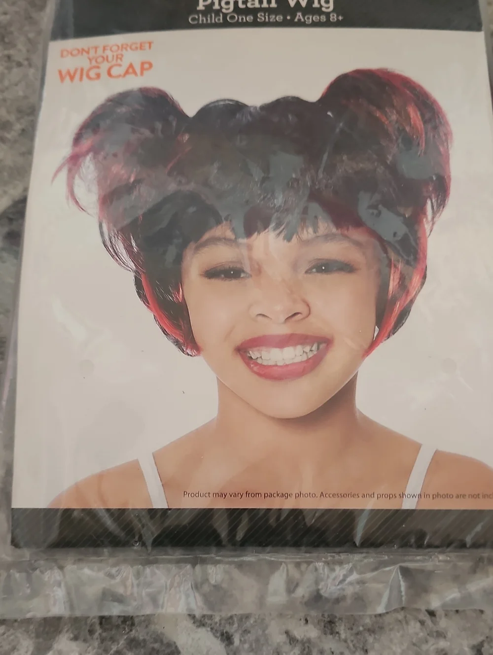 Pigtail Wig in Black with Red Highlights - Women's Hair